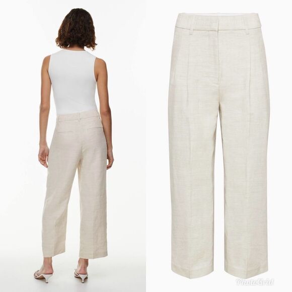 Aritzia Wilfred The Effortless Linen Cropped Pant in Natural Ecru - Picture 2 of 14